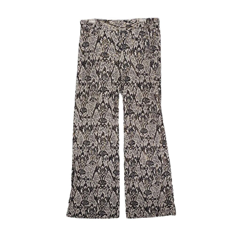 IMAN Women's‎ L Pull-On Wide Leg Palazzo Pants Black White Gold Snake Print